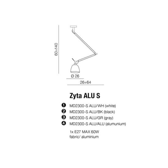 Lampa wisząca ZYTA S PENDANT ALU white AZ2298+AZ2588 śr.30cm AZZARDO